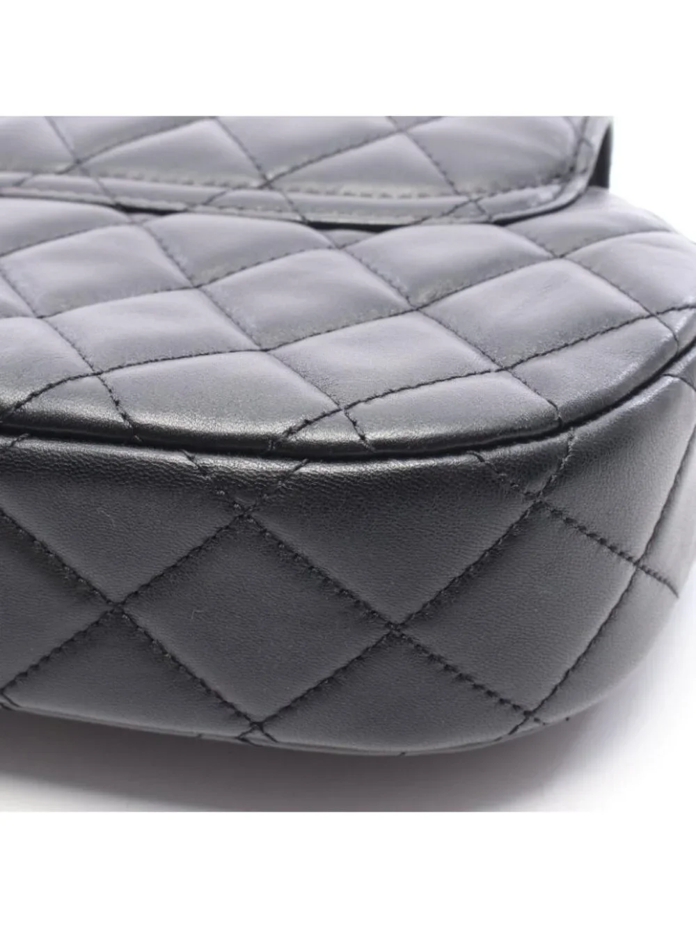Chanel Shoulder Bag Quilted Top Handle Black Lambskin Top 2-Way Chain